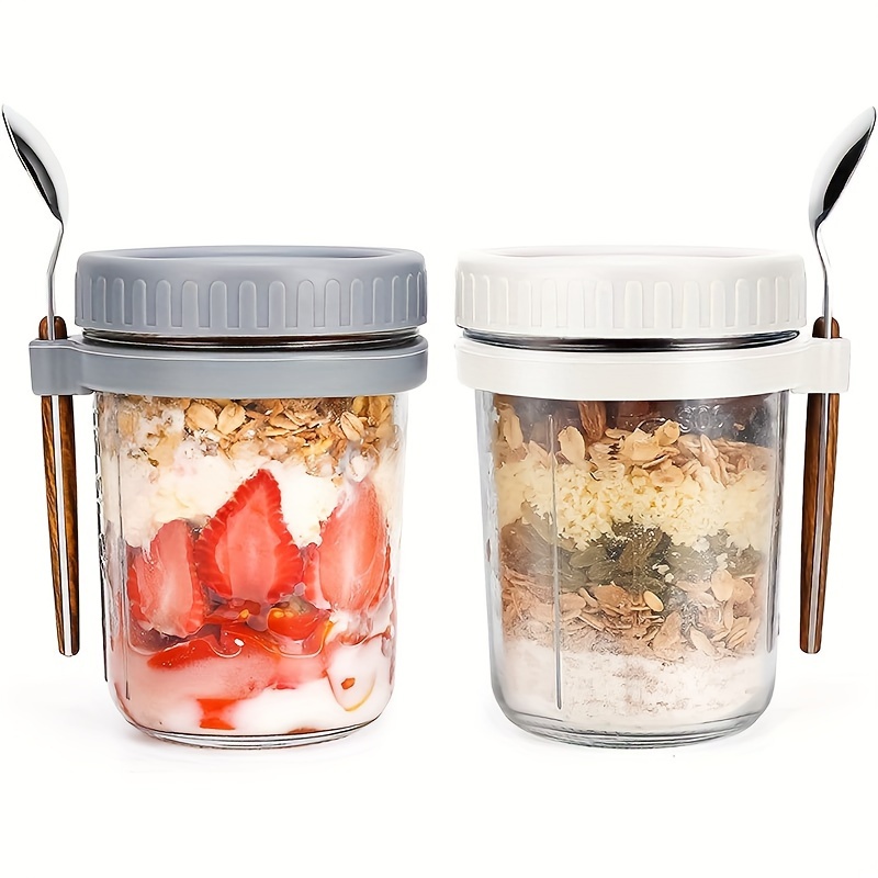 1pc/2pcs Glass Oatmeal Cup, Ov - Meal Prep Oatmeal Jars review and price