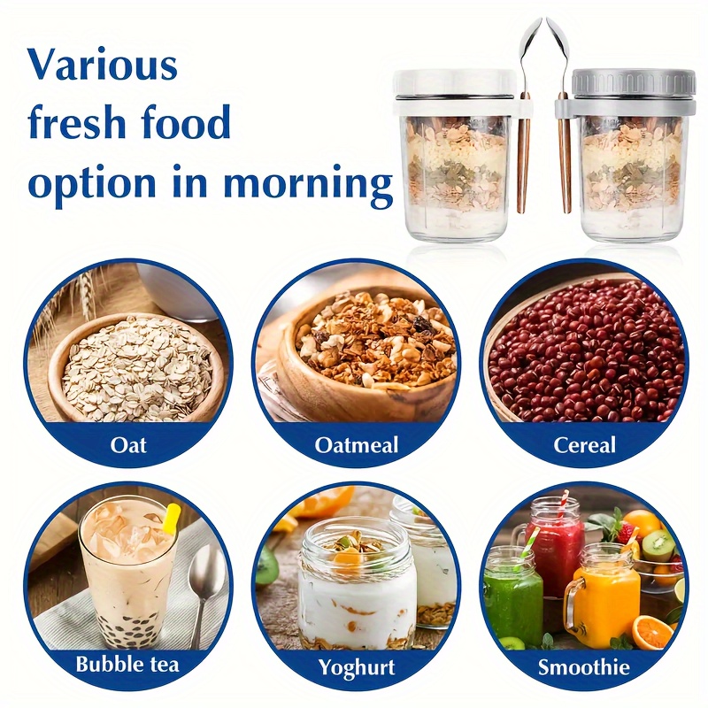 1pc/2pcs Glass Oatmeal Cup, Ov - Meal Prep Oatmeal Jars review and price