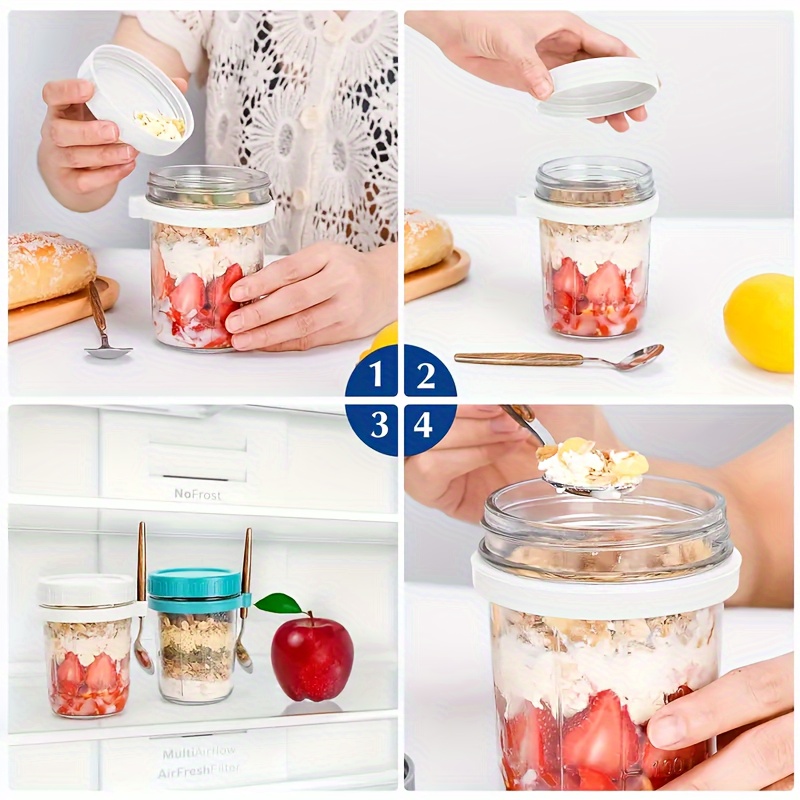 1pc/2pcs Glass Oatmeal Cup, Ov - Meal Prep Oatmeal Jars review and price