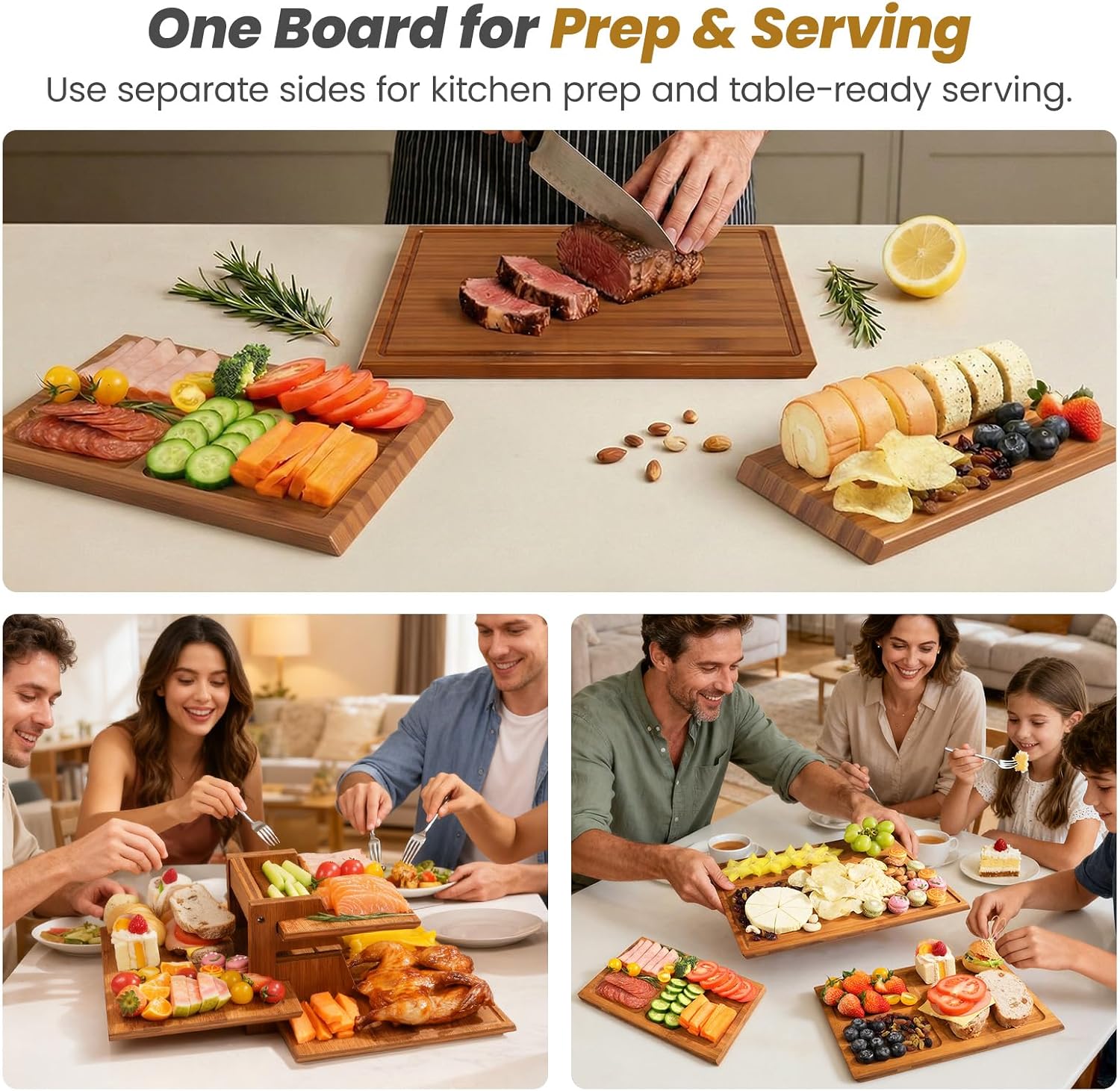 Bamboo Cutting Board Set With  - Meal Prep Cutting review and price