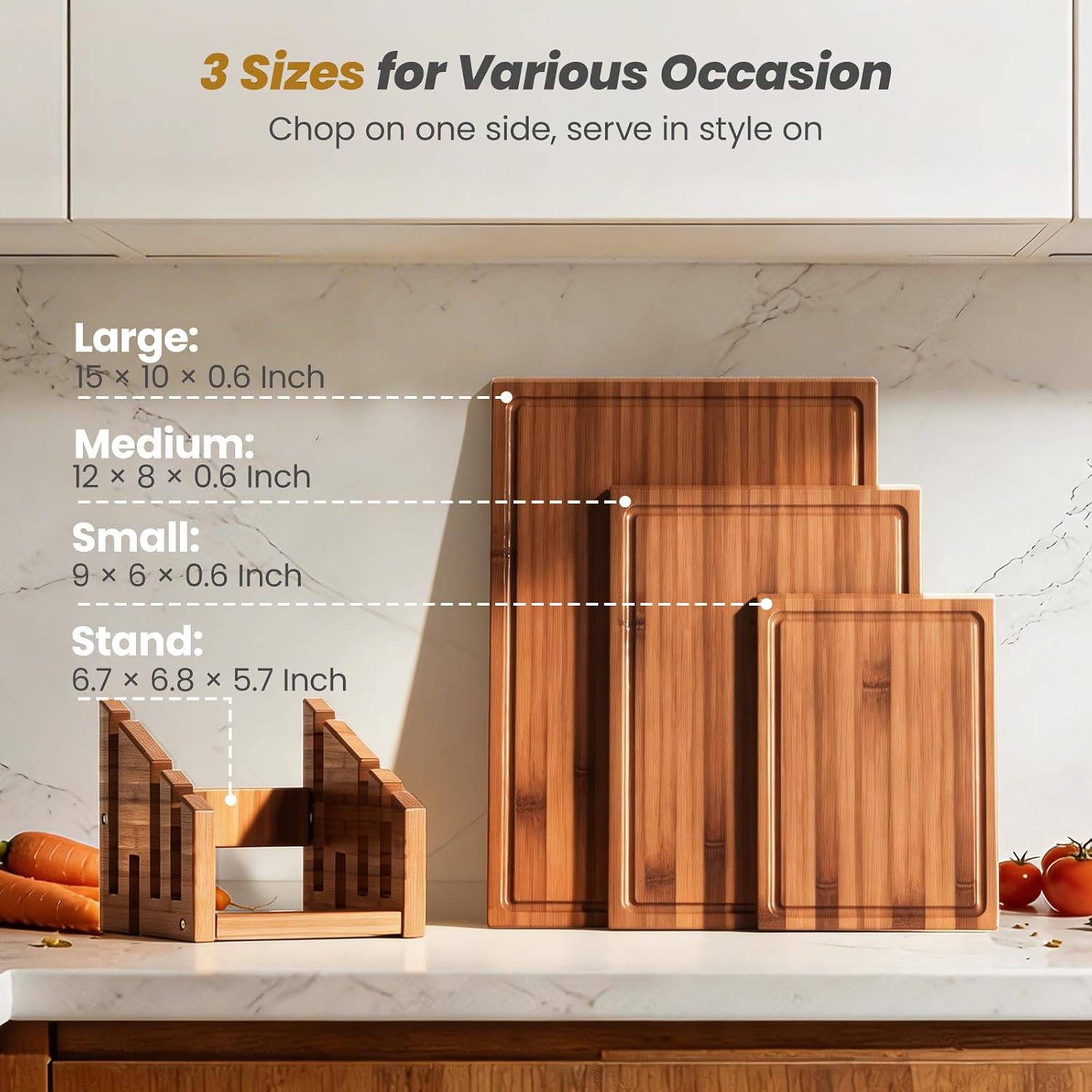 Bamboo Cutting Board Set With  - Meal Prep Cutting review and price